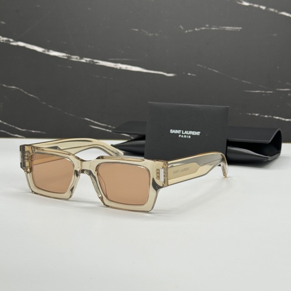 NEW SL 572 006 YELLOW BROWN SL572 006 SQUARE WOMEN SUNGLASSES SAINT LAURENT - Picture 2 of 11